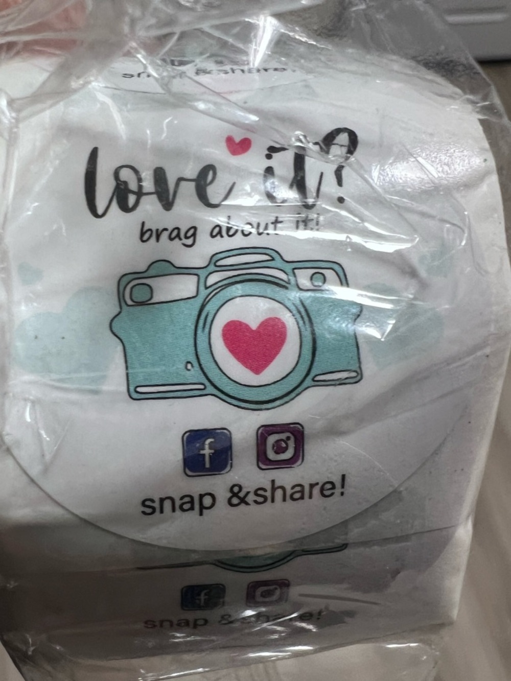 500 Snap & Share! Round Sticker Labels - Mint & Pink NEW - Picture 4 of 4